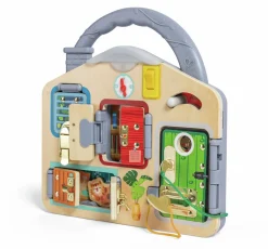 Hape Tablero de juego Bloquea y aprende ·*Niños Juguetes Montessori|Juguetes Y Juegos Motricidad Fina