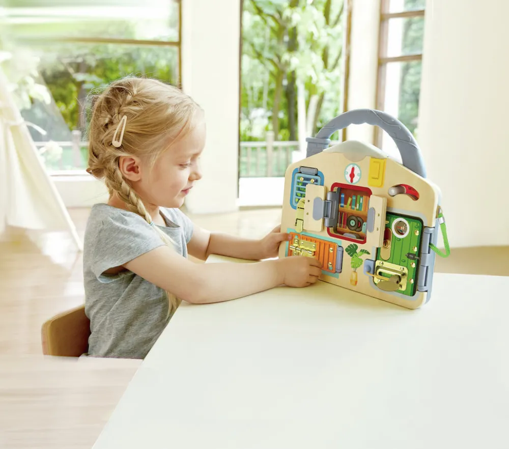 Hape Tablero de juego Bloquea y aprende ·*Niños Juguetes Montessori|Juguetes Y Juegos Motricidad Fina