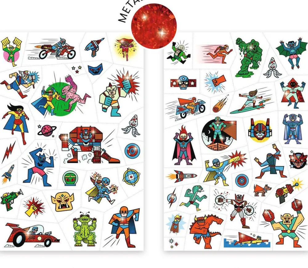 Djeco Tatuajes héroes contra villanos ·*Niños Tatuajes Para Niños|Disfraces Infantiles
