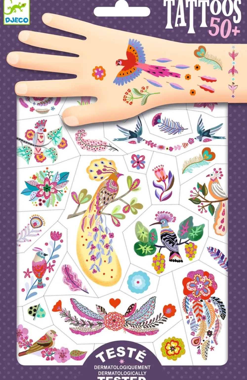 Djeco Tatuajes Pájaros Brillantes ·*Niños Tatuajes Para Niños|Disfraces Infantiles