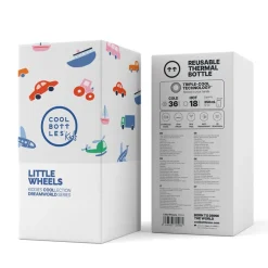 Cool Bottles The Kiddie Bottle - Little Wheels 350ml ·* Botellas De Agua Termo|Botellas De Agua Para El Cole·Botellas Termo