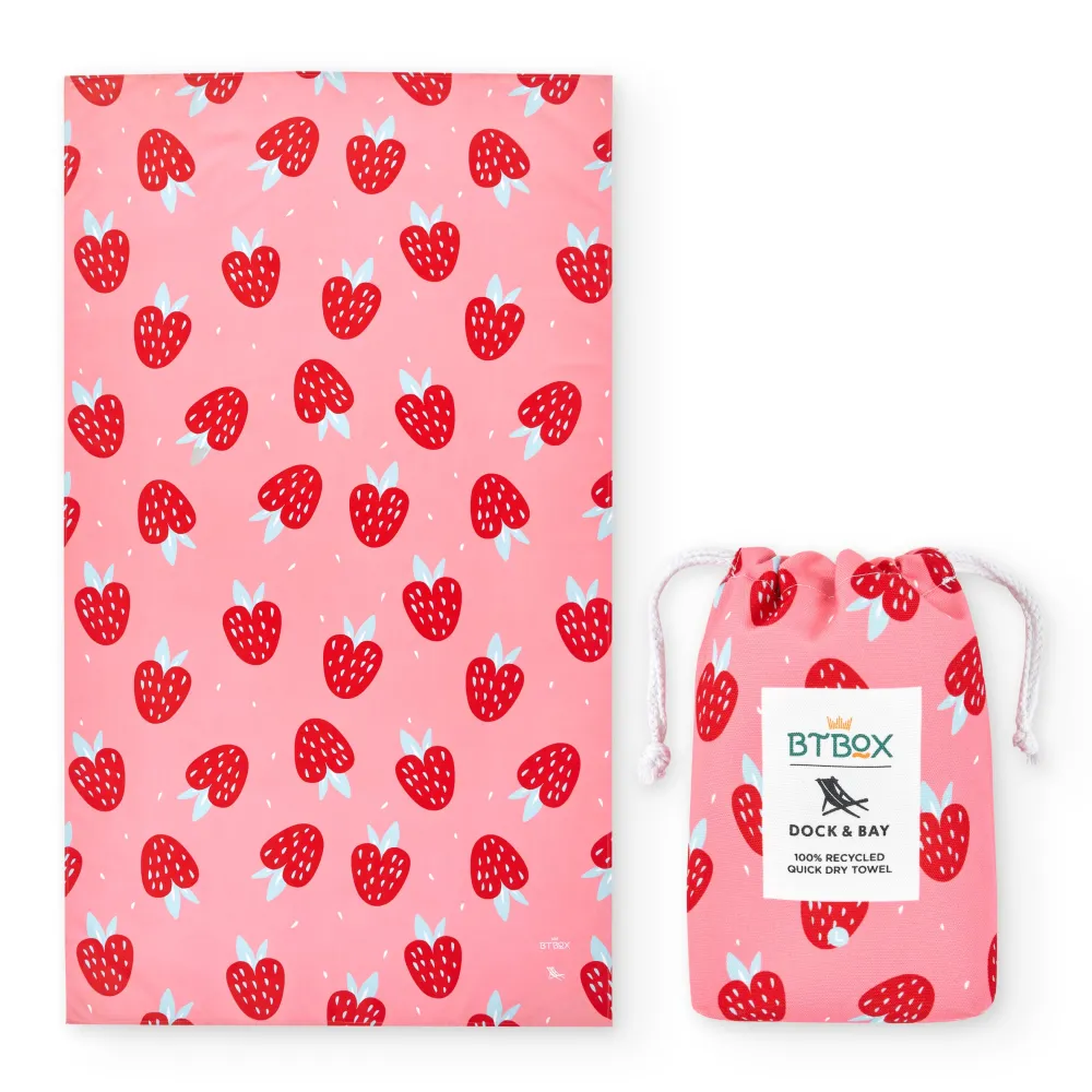 Dock u0026 Bay Toalla Kids Strawberries Btbox · L*Niños Toallas De Playa Para Adultos|Toalla De Niños Para Playa