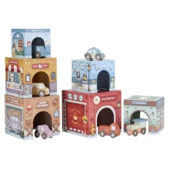 Little Dutch Torre encajable Ciudad con Coches ·*Niños Coches De Madera De Juguete Para Bebés|Coches De Juguete Para Bebés