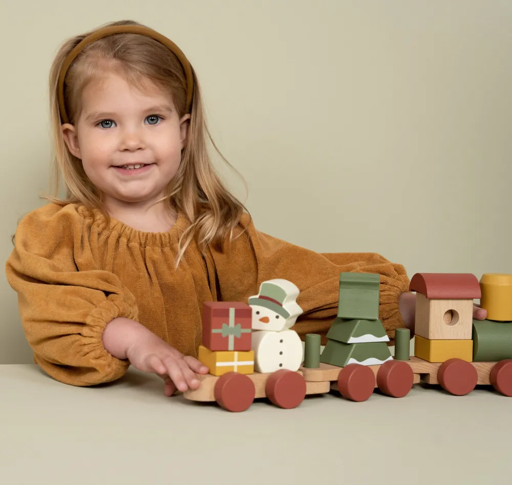 Little Dutch Tren apilable Navidad ·*Niños Juguetes Waldorf|Juguetes Montessori