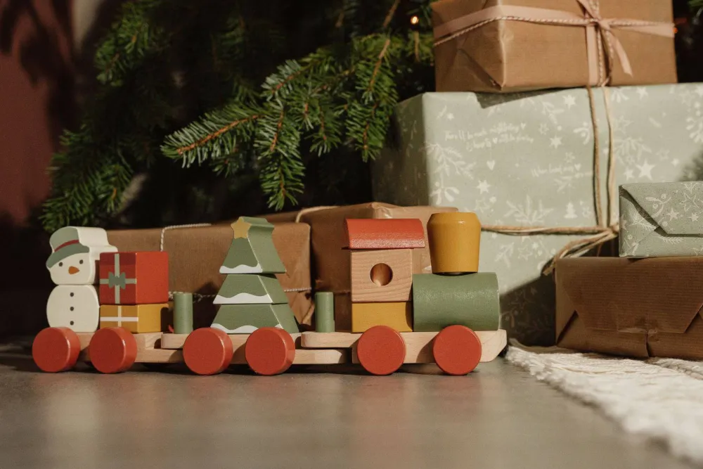 Little Dutch Tren apilable Navidad ·*Niños Juguetes Waldorf|Juguetes Montessori
