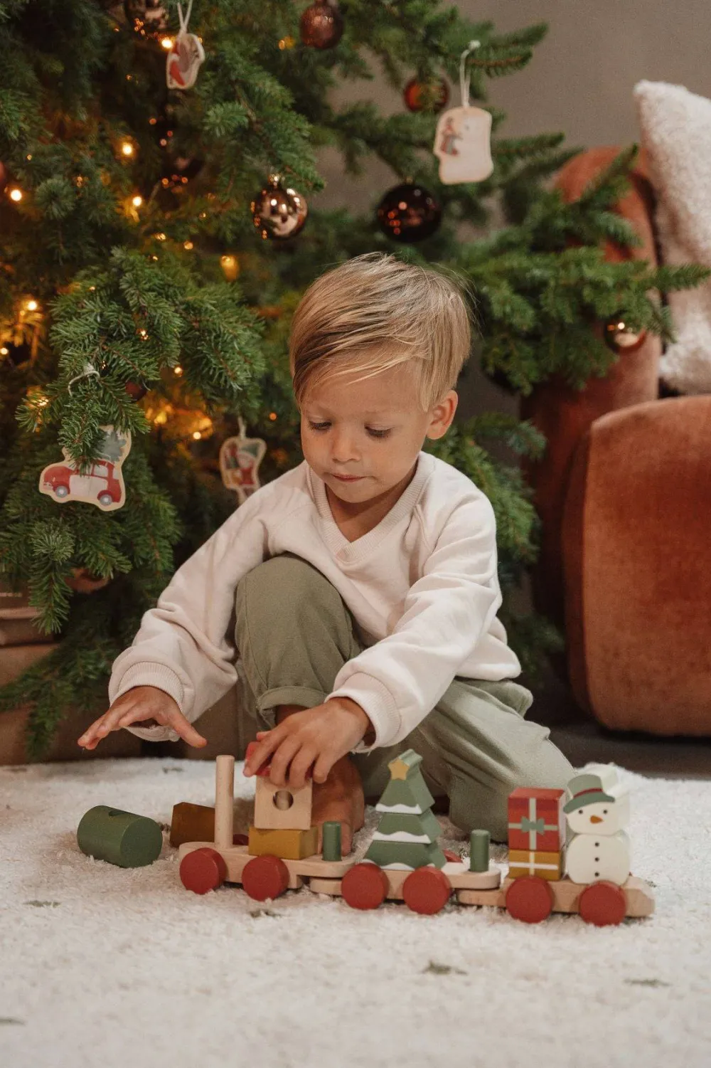 Little Dutch Tren apilable Navidad ·*Niños Juguetes Waldorf|Juguetes Montessori
