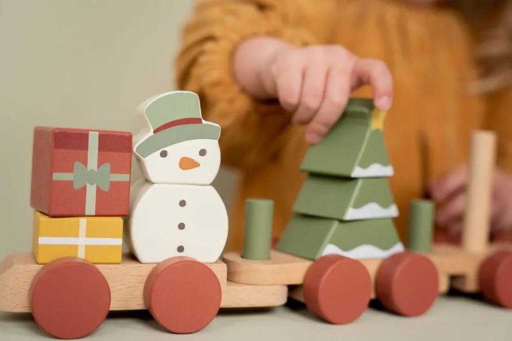 Little Dutch Tren apilable Navidad ·*Niños Juguetes Waldorf|Juguetes Montessori