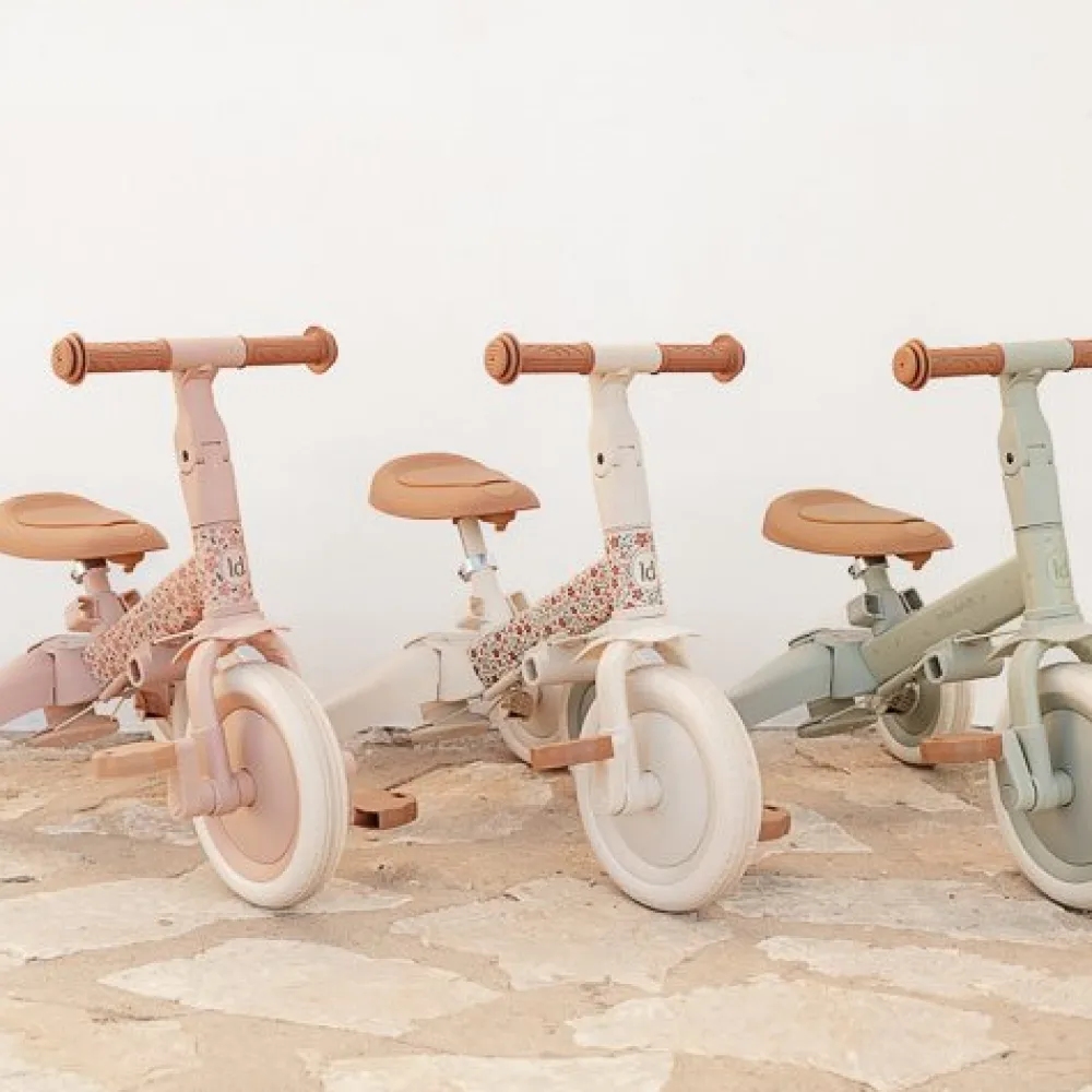 Little Dutch Triciclo con barra Blanco Flores ·*Niños Triciclos Sin Pedales