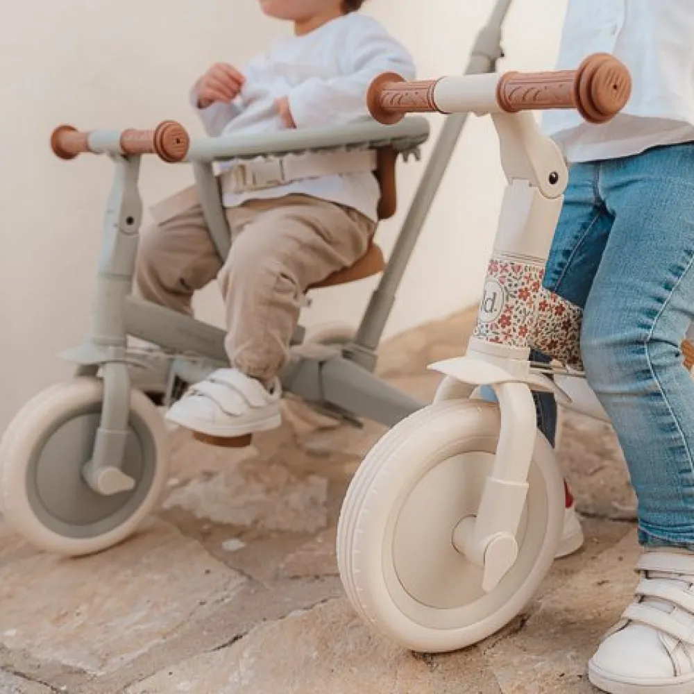 Little Dutch Triciclo con barra Blanco Flores ·*Niños Triciclos Sin Pedales
