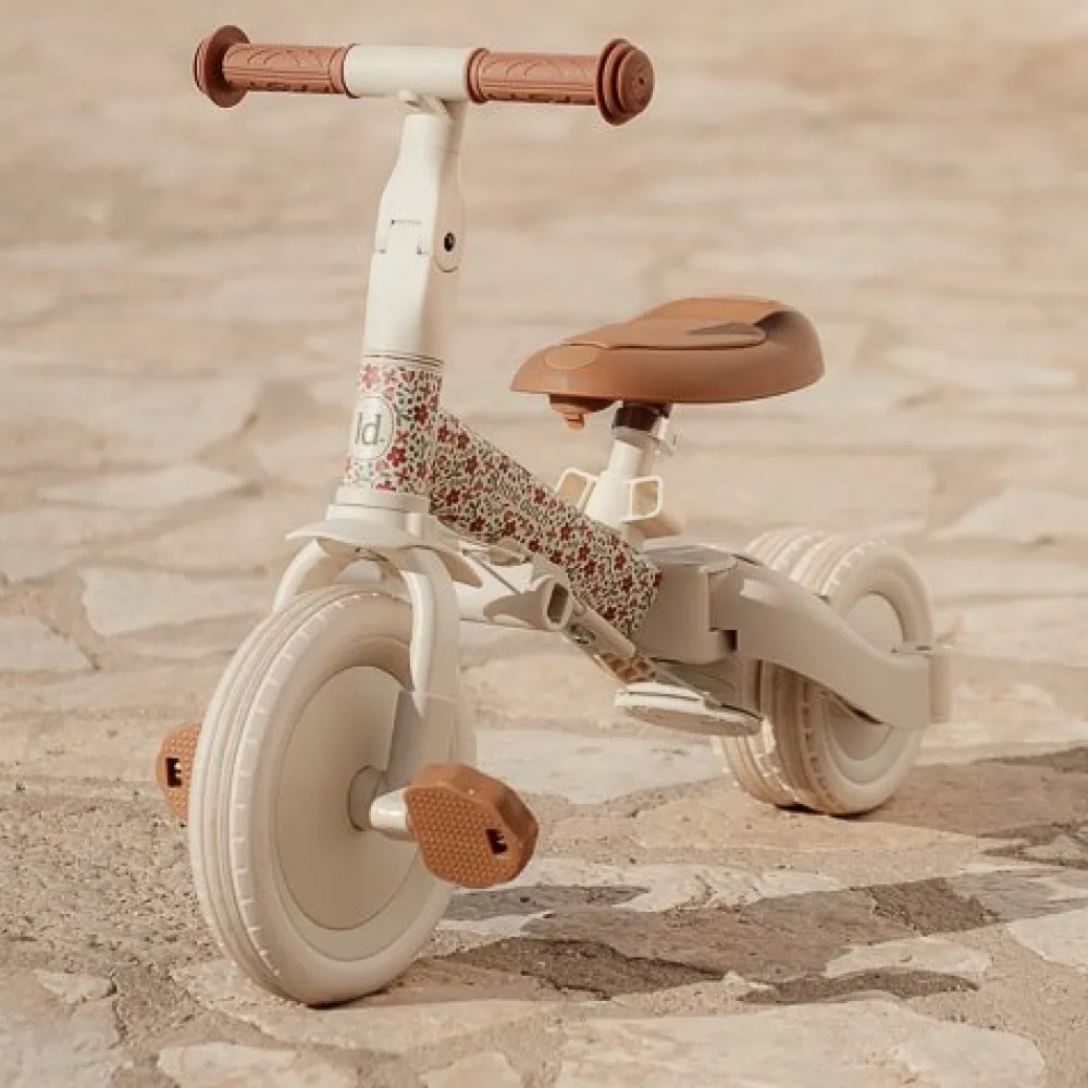 Little Dutch Triciclo con barra Blanco Flores ·*Niños Triciclos Sin Pedales