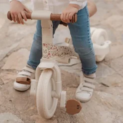 Little Dutch Triciclo con barra Blanco Flores ·*Niños Triciclos Sin Pedales