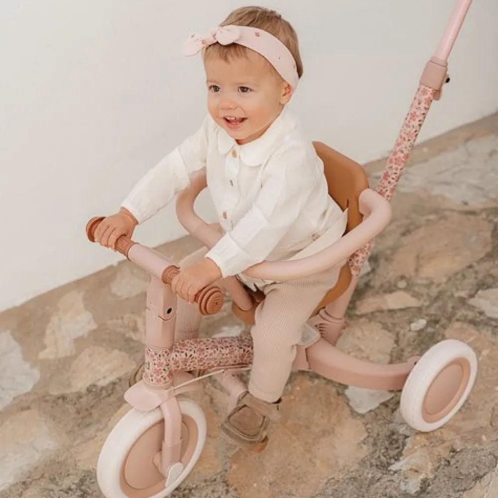 Little Dutch Triciclo con barra Rosa Flores ·*Niños Triciclos Sin Pedales