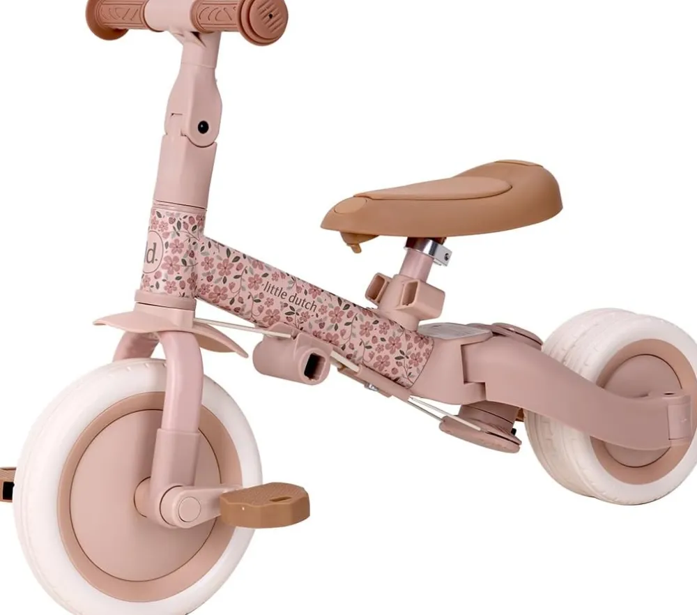 Little Dutch Triciclo con barra Rosa Flores ·*Niños Triciclos Sin Pedales