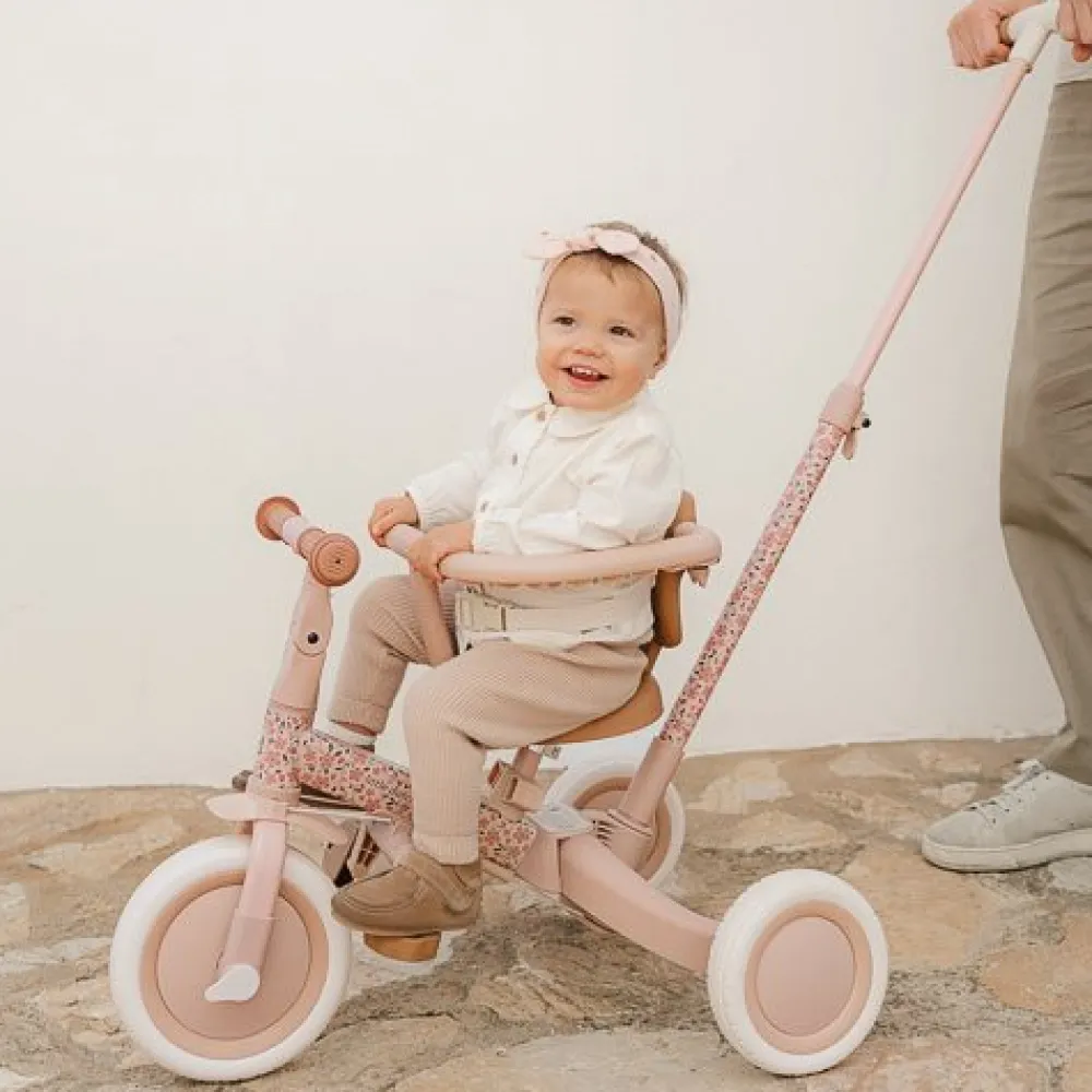 Little Dutch Triciclo con barra Rosa Flores ·*Niños Triciclos Sin Pedales