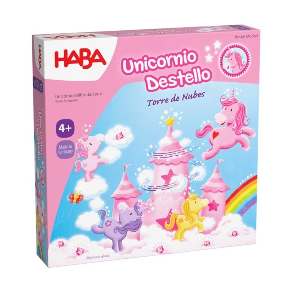 HABA Unicornio Destello – Torre de nubes ·*Niños Juegos Haba|Juegos De Mesa Cooperativos