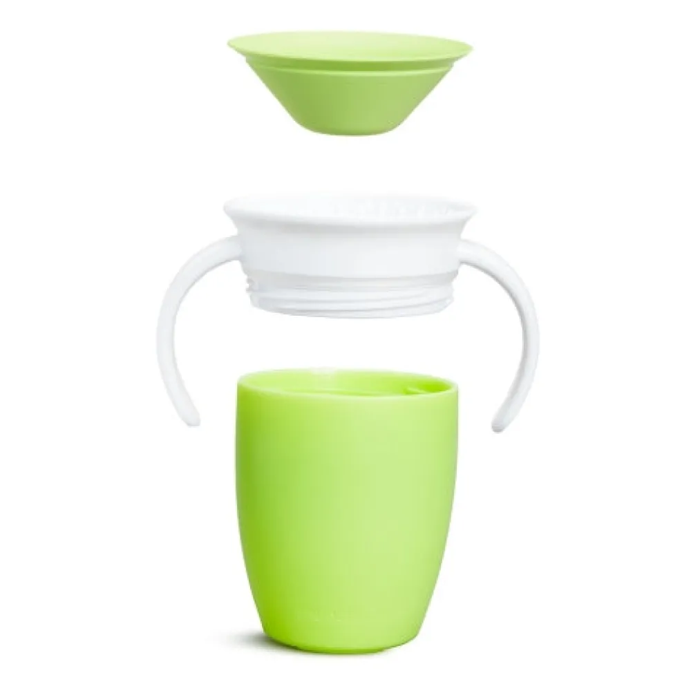 Munchkin Vaso Antiderrame con Asa y Tapa - Miracle 360º Verde ·* Vasitos De Agua Infantiles