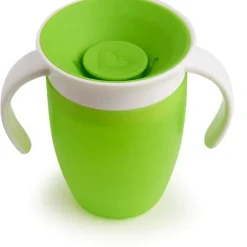 Munchkin Vaso Antiderrame con Asa Miracle 360º Verde Pastel ·* Vasitos De Agua Infantiles
