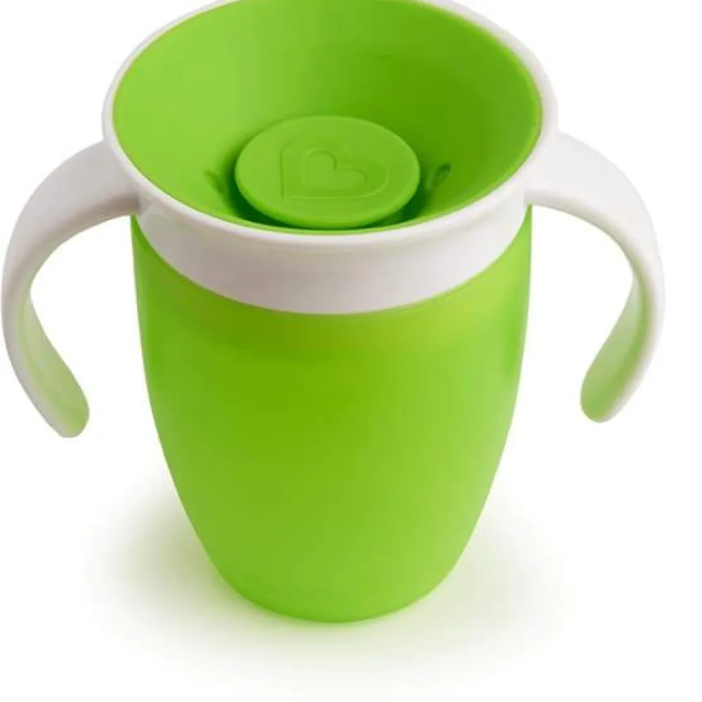 Munchkin Vaso Antiderrame con Asa Miracle 360º Verde Pastel ·* Vasitos De Agua Infantiles