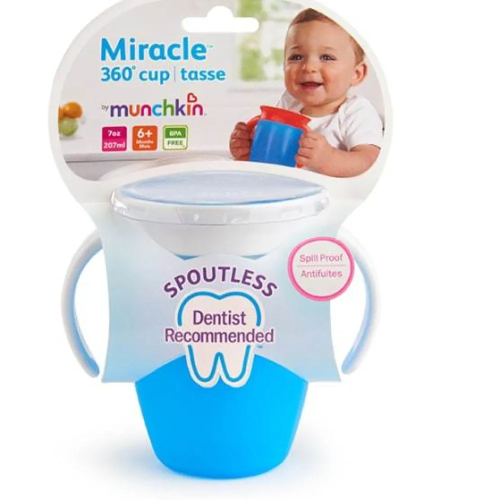 Munchkin Vaso Antiderrame con Asa Miracle 360º Verde Pastel ·* Vasitos De Agua Infantiles