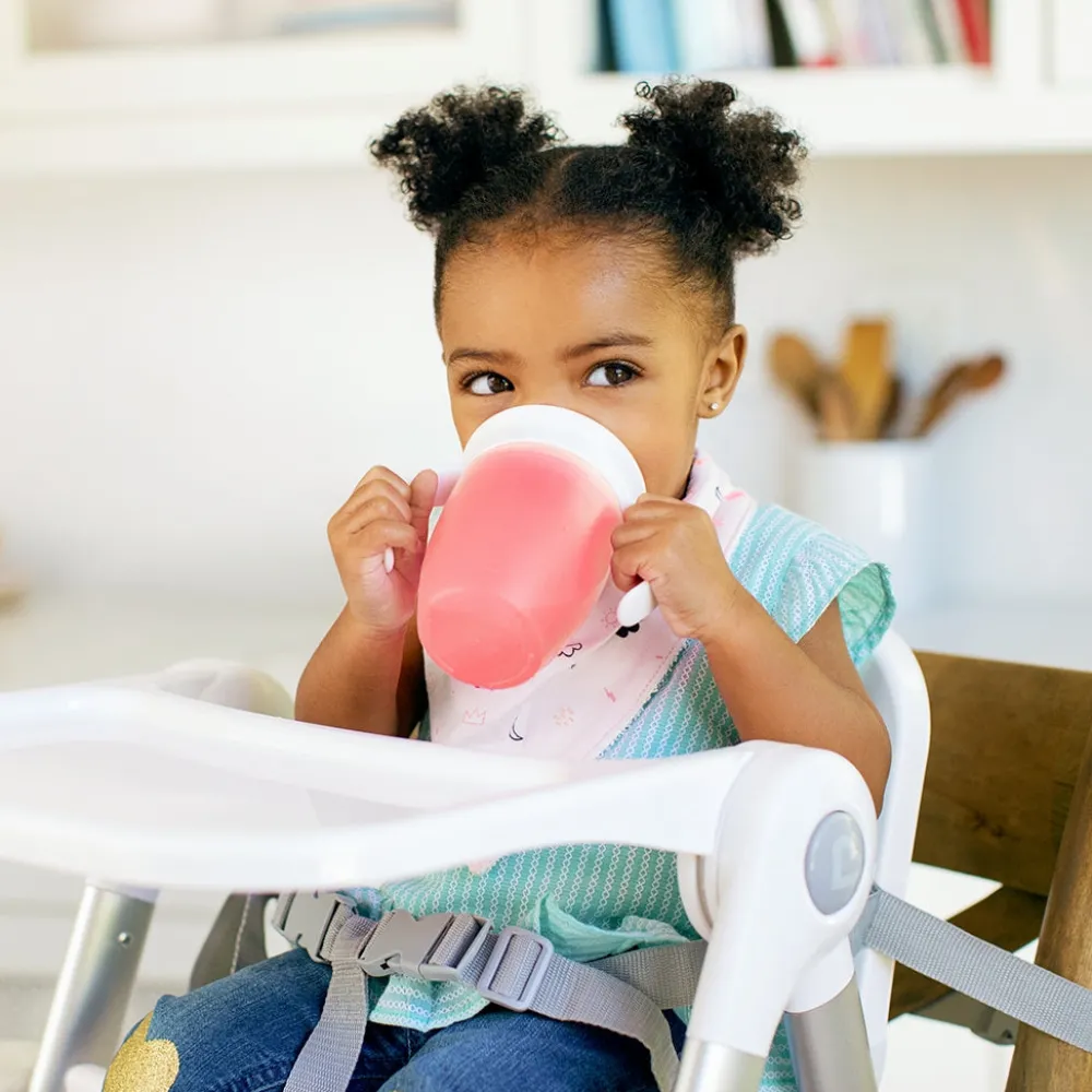 Munchkin Vaso Antiderrame con Asa y Tapa - Miracle 360º Rosa Pastel ·* Vasitos De Agua Infantiles