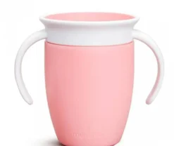 Munchkin Vaso Antiderrame con Asa Miracle 360º Rosa pastel ·* Vasitos De Agua Infantiles