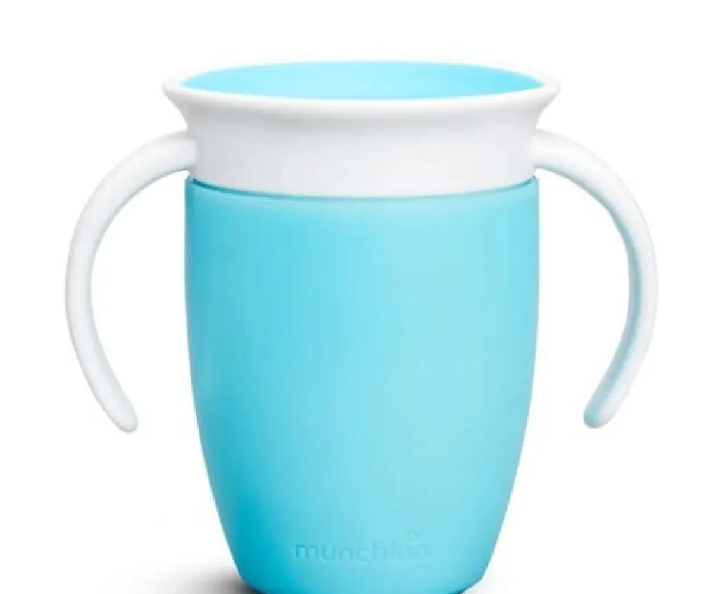 Munchkin Vaso Antiderrame con Asa Miracle 360º Azul pastel ·* Vasitos De Agua Infantiles