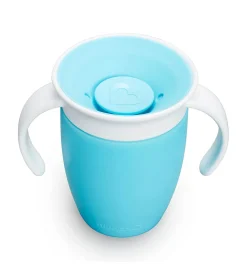 Munchkin Vaso Antiderrame con Asa Miracle 360º Azul pastel ·* Vasitos De Agua Infantiles