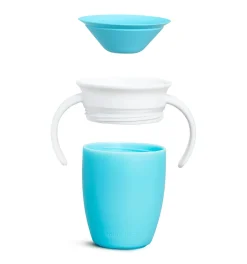 Munchkin Vaso Antiderrame con Asa Miracle 360º Azul pastel ·* Vasitos De Agua Infantiles