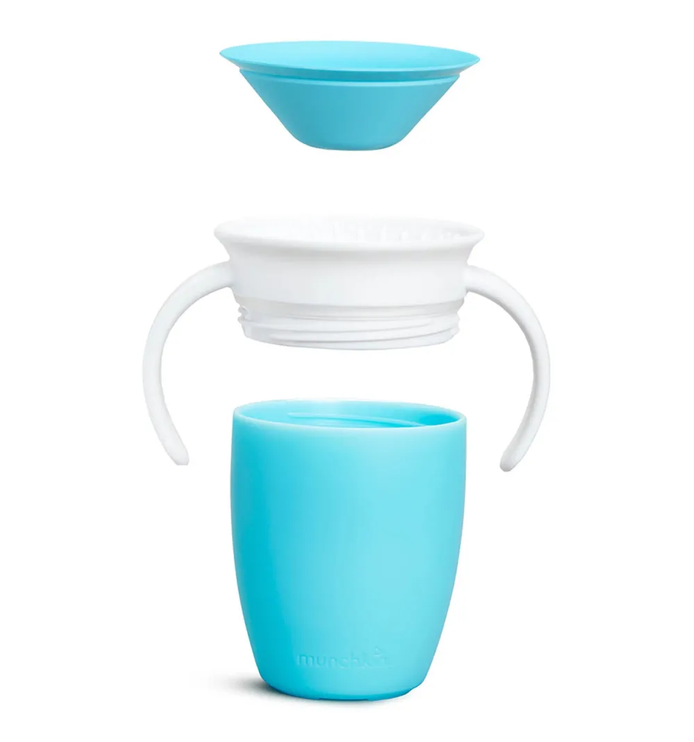 Munchkin Vaso Antiderrame con Asa Miracle 360º Azul pastel ·* Vasitos De Agua Infantiles