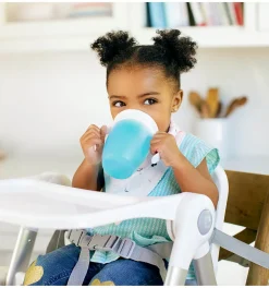 Munchkin Vaso Antiderrame con Asa y Tapa - Miracle 360º Azul ·* Vasitos De Agua Infantiles