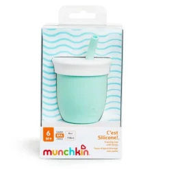 Munchkin Vaso con pajita C'est Silicona 120ml. Mint ·* Vasitos De Agua Infantiles