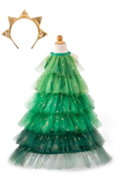 Great Pretenders Vestido Christmas Tree con corona-Varias Tallas*Niños Disfraces Infantiles