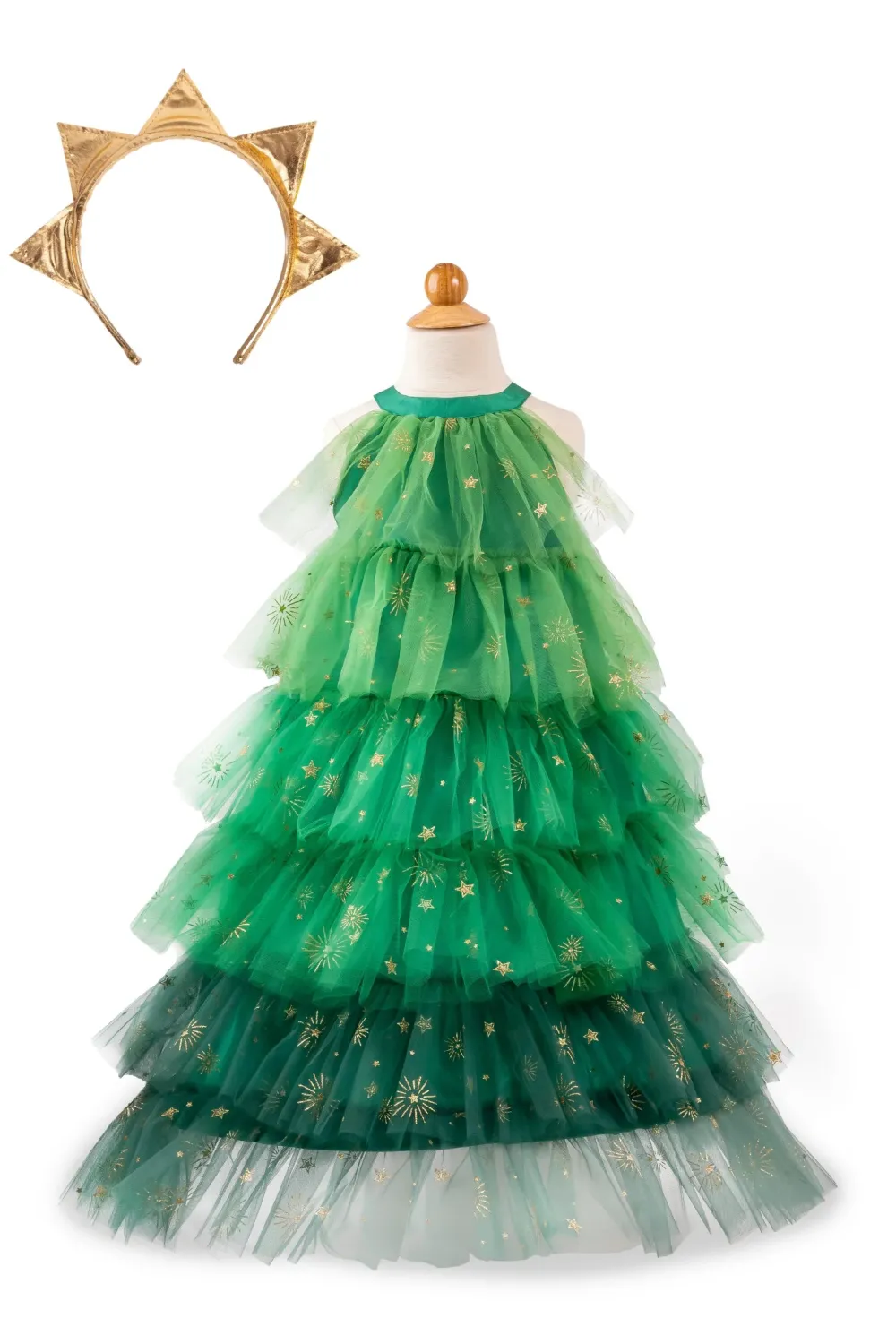 Great Pretenders Vestido Christmas Tree con corona-Varias Tallas*Niños Disfraces Infantiles