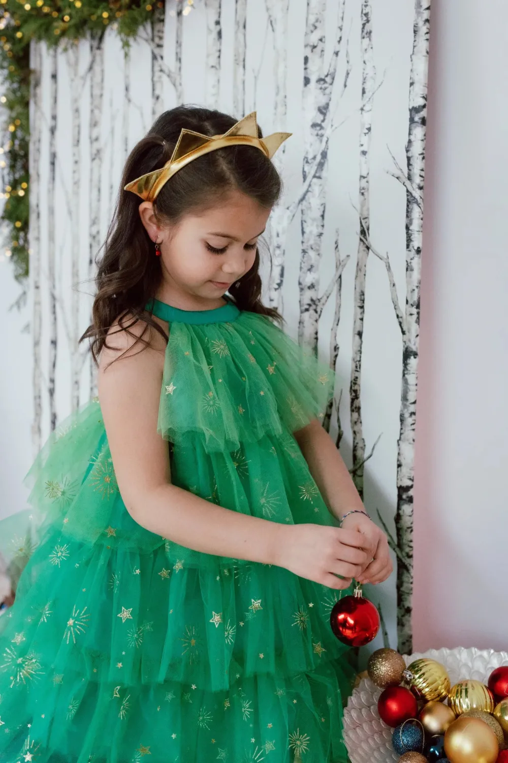 Great Pretenders Vestido Christmas Tree con corona-Varias Tallas*Niños Disfraces Infantiles
