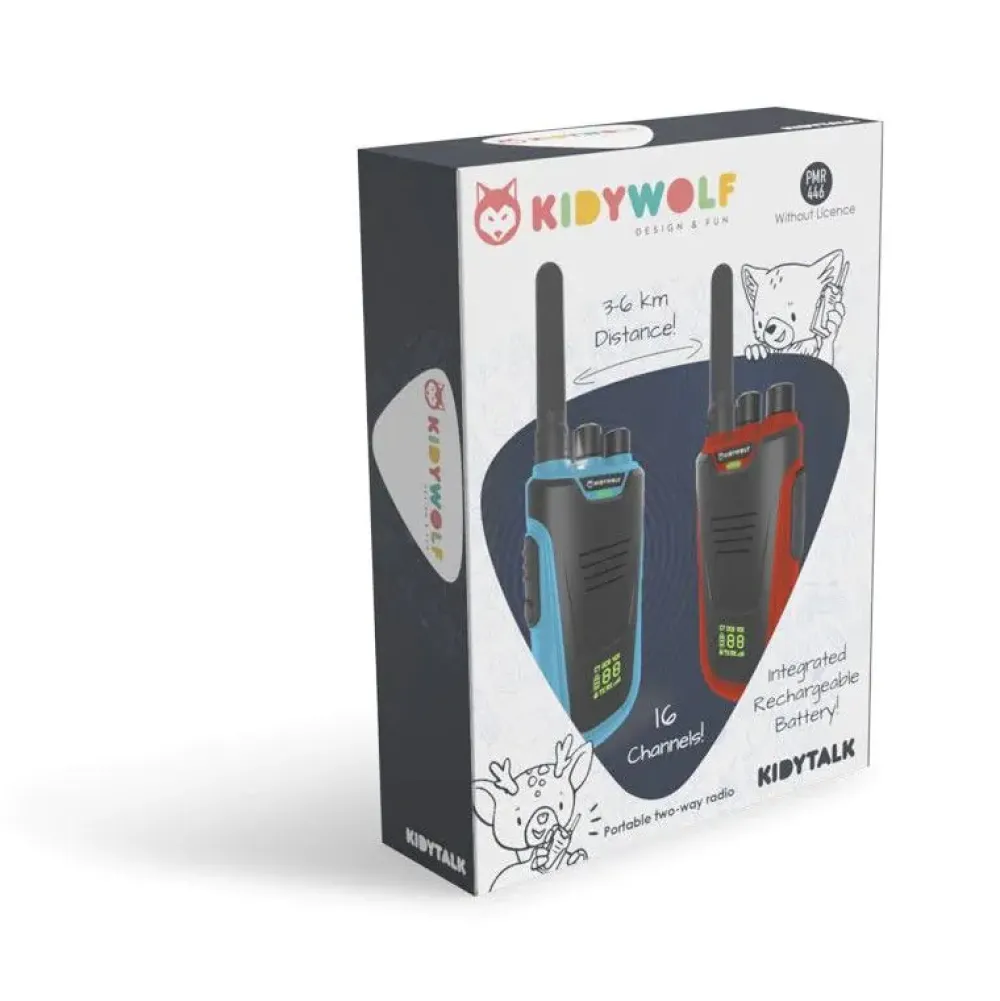 Kidywolf Walkie Talkies Kidytalk Rojo-Azul ·*Niños Tecnología|Walkie Talkie Para Niños