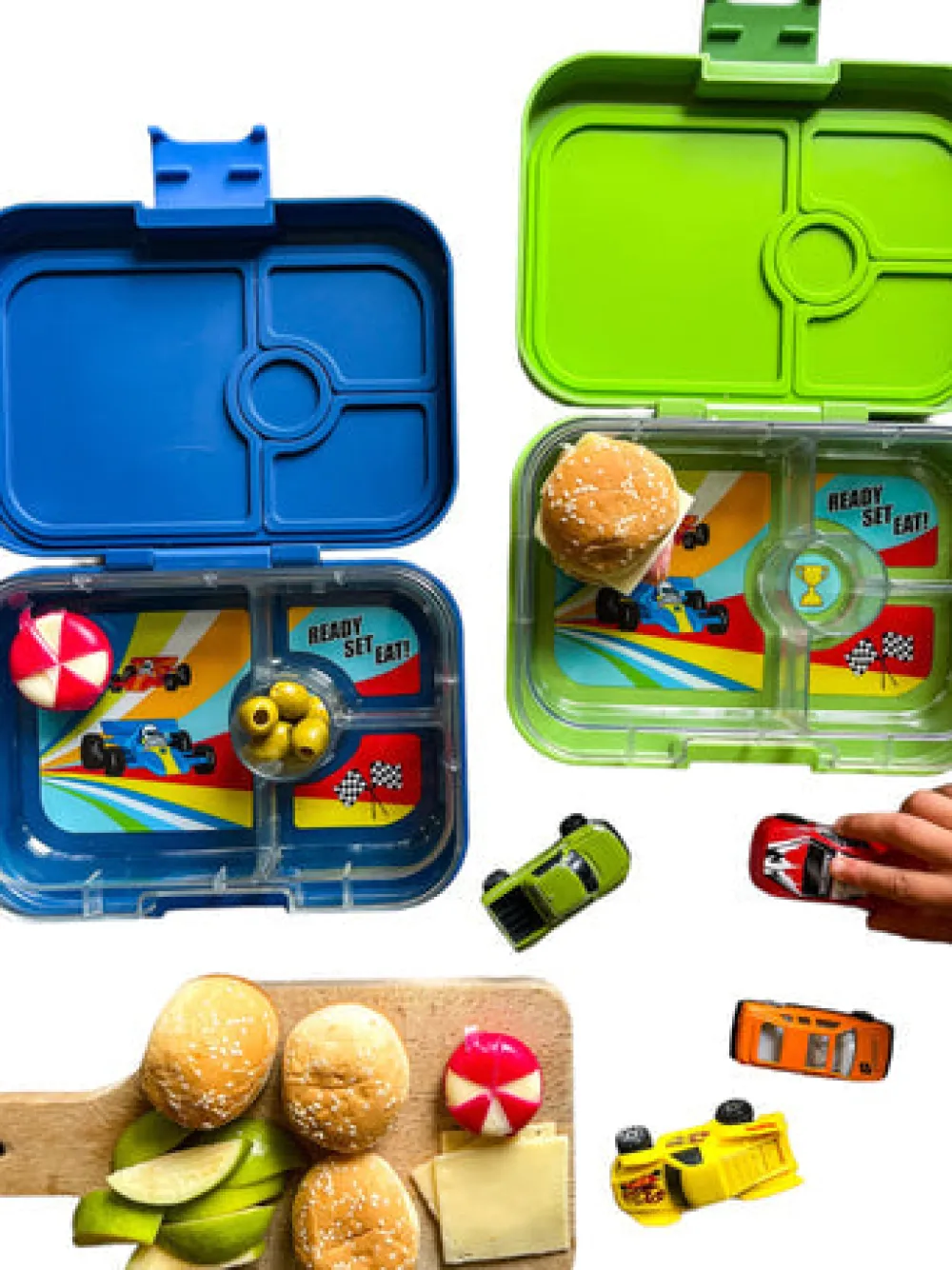 Yumbox Panino 4 compartimentos Green Matcha Race Cars* Cajas De Almuerzo Infantil·Con Compartimentos