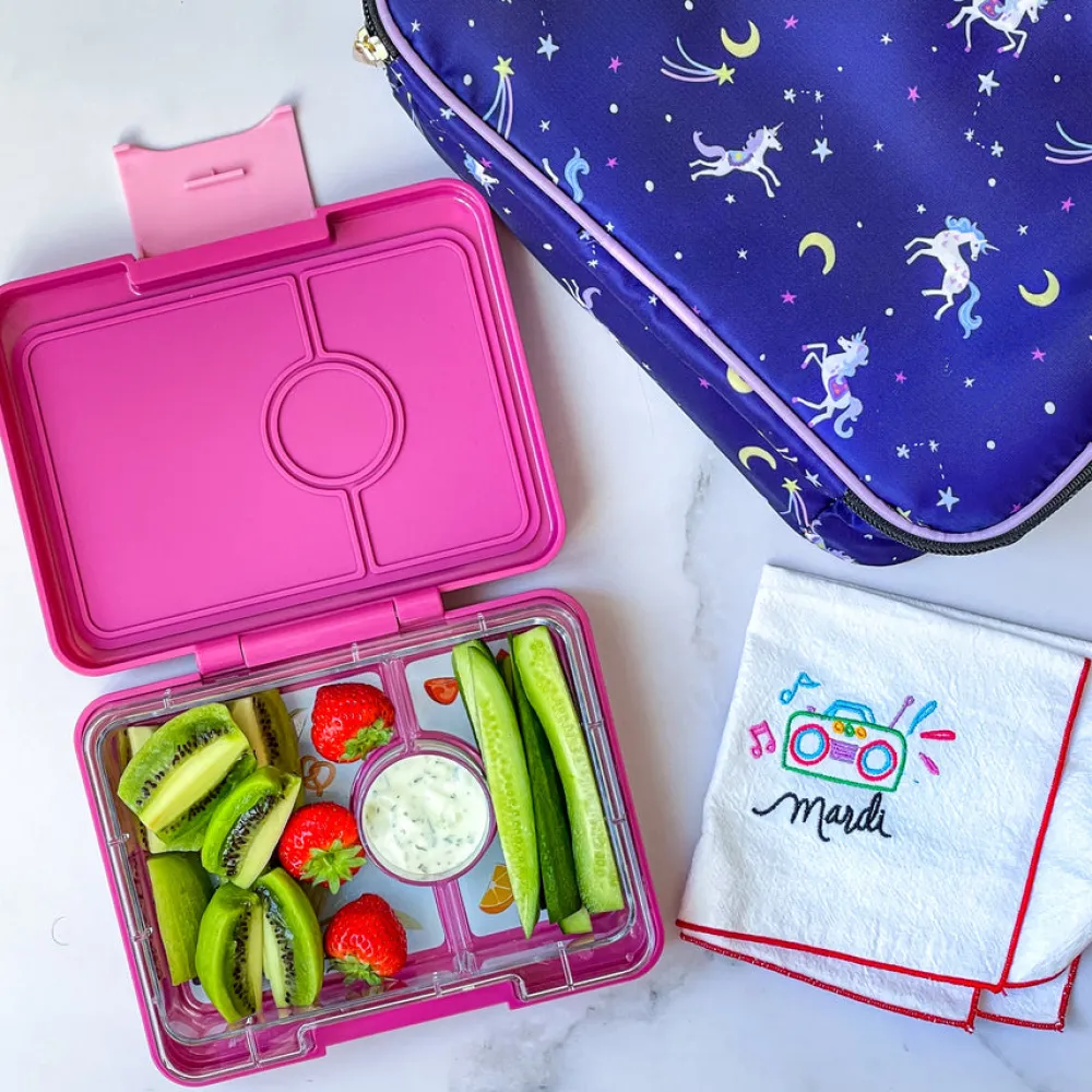 Yumbox Tapas 4 compartimentos Malibú Fucsia + Rainbow* Cajas De Almuerzo Infantil·Con Compartimentos